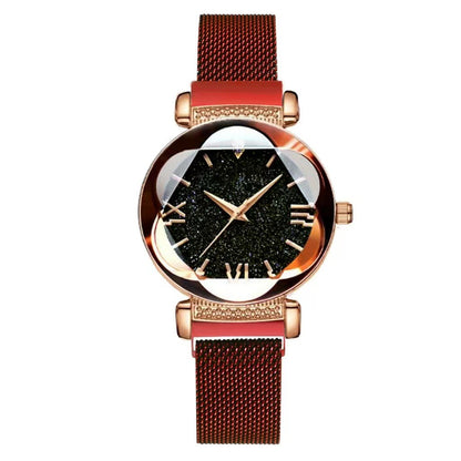 Milanese strap watch dial close-up